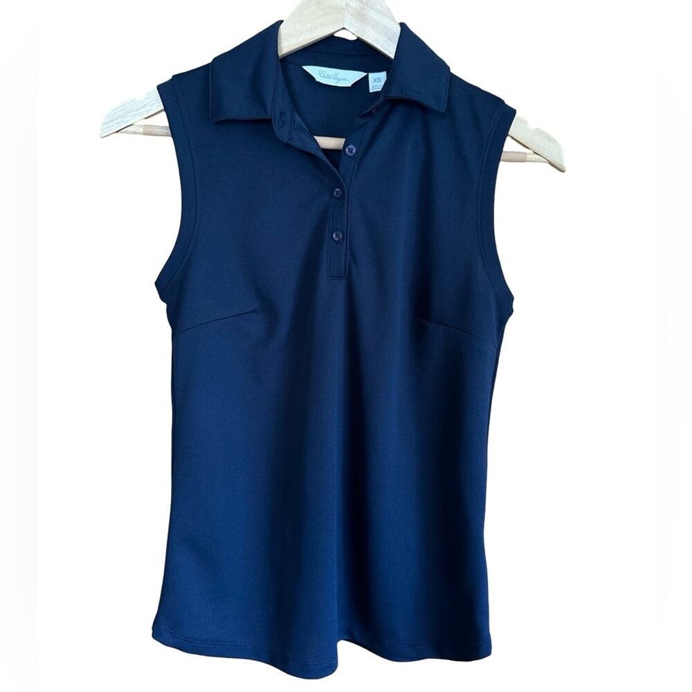 Walter Hagen Sleeveless Polo Golf Tennis Shirt Navy Performance Tank Sz XS